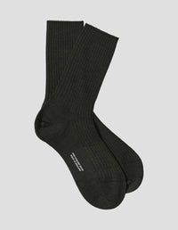 CHAUSSETTES CÔTELÉES | LAINE MÉRINOS FINE | VERT FONCÉ