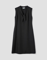 V NECK DRESS | MATT SILK  | BLACK