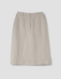 BACK VENT SKIRT | COMPACT LINEN YARNDYE | NATURAL