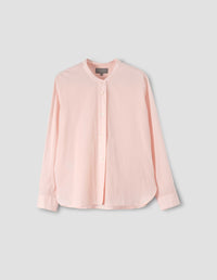 BUTTON THROUGH COLLARLESS SHIRT | COTTON VOILE | SOFT PINK