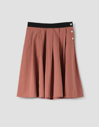 BUTTON WAIST SKIRT | COTTON SILK PLAINWEAVE | TERRACOTTA