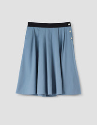 BUTTON WAIST SKIRT | COTTON SILK PLAINWEAVE | WARM BLUE