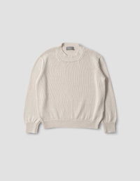 CHUNKY CREW NECK JUMPER | LINEN COTTON | CHALK