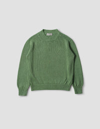 CHUNKY CREW NECK JUMPER | LINEN COTTON | WATERCRESS