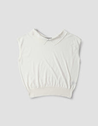 COLLARED PULLOVER VEST | FINE LINEN COTTON | OFF WHITE