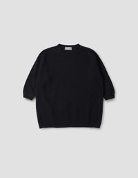 CROP SLEEVE EASY CREW | SOFT SPUN WOOL | DARK NAVY TWIST