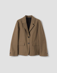 FLAP POCKET BLAZER | YARN DYED WOOL LINEN | DARK SAND