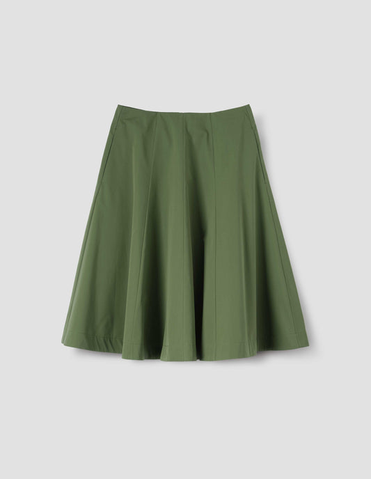 FLARED SKIRT | SOFT COMPACT COTTON | MOSS