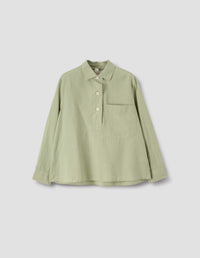 MHL. BIG POCKET SWING SHIRT | LIGHTWEIGHT COTTON LINEN | PALE GREEN