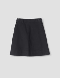 MHL. BUTTON BELT SKIRT | COTTON INDIGO | OFF BLACK