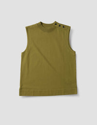 MHL. BUTTON SHOULDER TANK | DRY HANDLE JERSEY | LICHEN