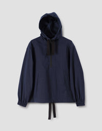 MHL. HOODED WINDCHEATER | PROOFED COTTON NYLON | NAVY