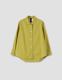 MHL. LONGLINE SHIRT | COMPACT COTTON POPLIN | FRESH OLIVE