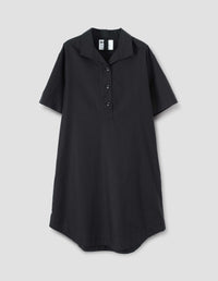 MHL. PULL ON SHIRT DRESS | TEXTURED COTTON | BLACK