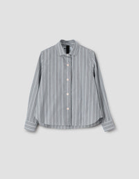 MHL. SIMPLE SHIRT | END ON END STRIPE | INDIGO / GREY