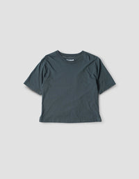 MHL. SIMPLE T SHIRT | ORGANIC COTTON LINEN JERSEY | MINERAL BLUE