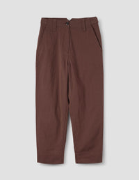 MHL. TAPERED FLAT FRONT TROUSERS | COTTON LINEN PLAINWEAVE | MINERAL