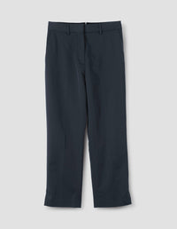 MIDI WAIST CROP TROUSERS | COTTON LINEN TWILL | MIDNIGHT