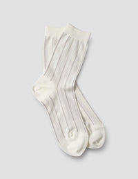 PINSTRIPE SOCKS | SEA ISLAND COTTON RIB | OFF WHITE / GREY