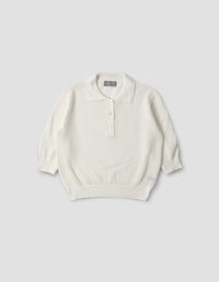 POINTELLE POLO SHIRT | LIGHT COTTON CASHMERE | ECRU