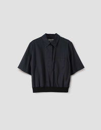 RIB HEM SHIRT | WASHED COTTON | BLACK