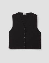 RIBBED WAISTCOAT | FINE LAMBSWOOL | BLACK