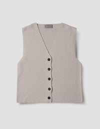 RIBBED WAISTCOAT | FINE LAMBSWOOL | PALE STONE