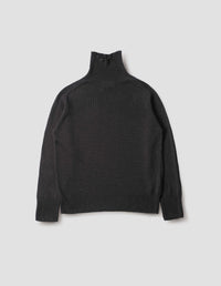 SEAMLESS ROLL NECK | LINEN COTTON | DARK CHARCOAL