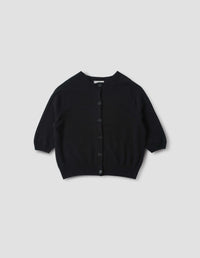 SHORT SLEEVE CARDIGAN | CASHMERE COTTON | BLACK