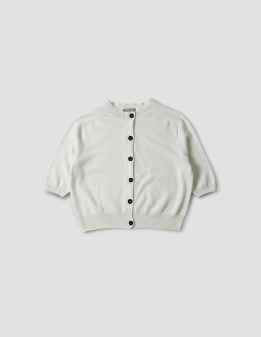 SHORT SLEEVE CARDIGAN | CASHMERE COTTON TWIST | WHITE