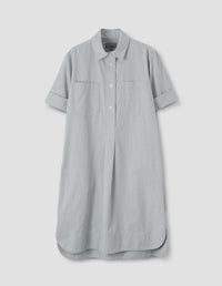 SHORT SLEEVE SHIRT DRESS | NATURAL DYE POPLIN | FADED GREY