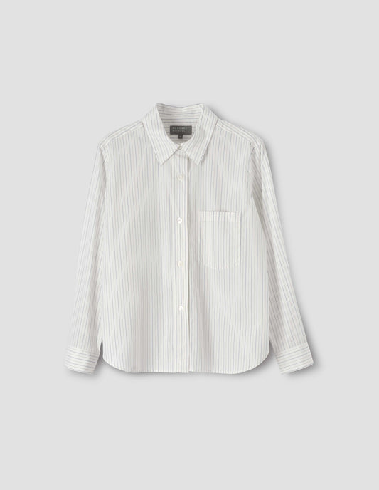 SIMPLE SHIRT | LIGHT COTTON STRIPE | WHITE / BLUE / BLACK