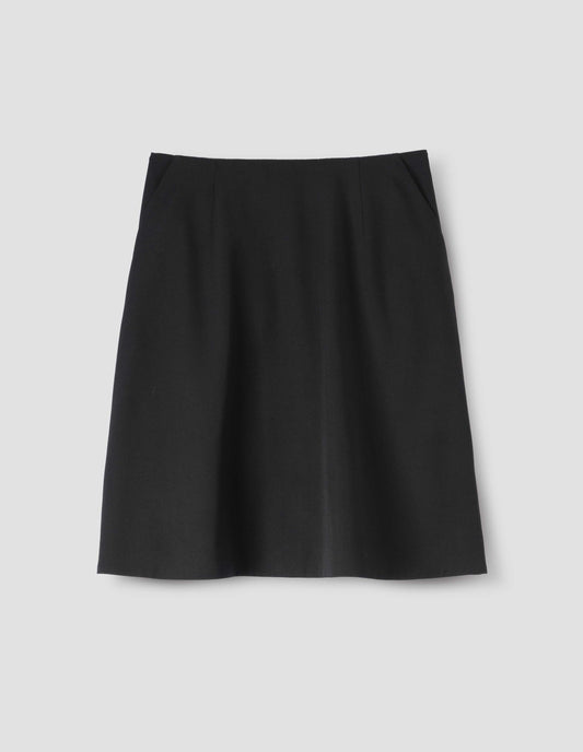 SIMPLE SKIRT | FLUID WOOL TWILL | BLACK