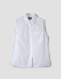 SLEEVELESS SHIRT | PLAIN POPLIN | WHITE