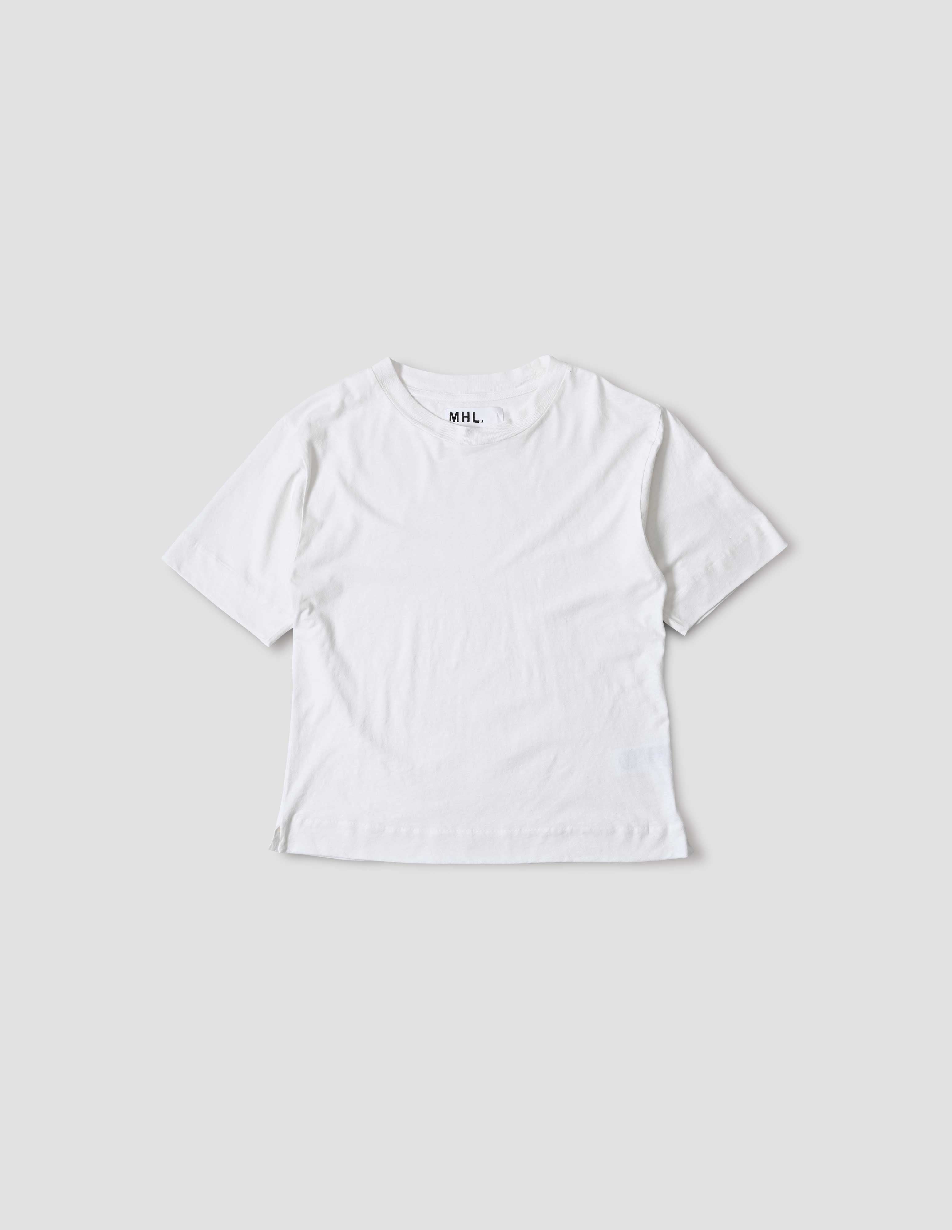 MHL. SIMPLE T SHIRT COTTON LINEN JERSEY WHITE