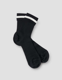 FINE RIB ANKLE SOCK | SEA ISLAND COTTON RIB | BLACK / ECRU