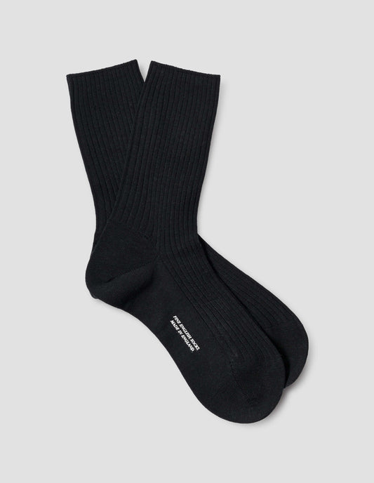 FULL RIB SOCK  | FINE MERINO | BLACK