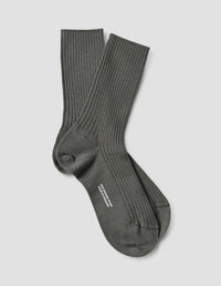 CHAUSSETTES CÔTELÉES | LAINE MÉRINOS FINE | SAUGE FONCÉE