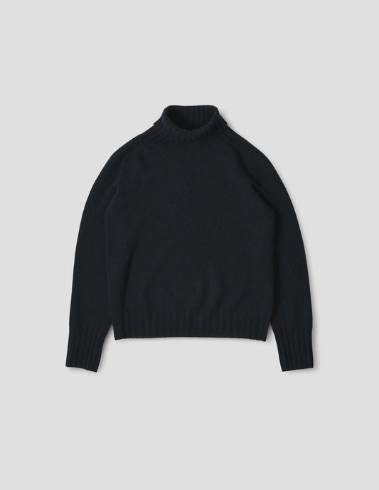 WIDE ROLL NECK | CASHMERE | DARK NAVY