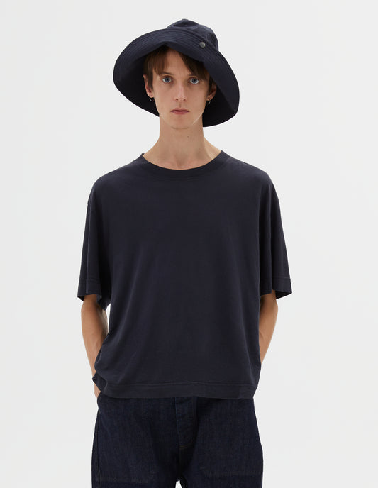 MHL. SIMPLE T SHIRT | COTTON LINEN JERSEY
 | NAVY