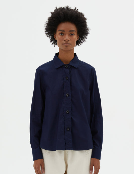 MHL. SIMPLE SHIRT | INDIGO COTTON PLAINWEAVE | INDIGO