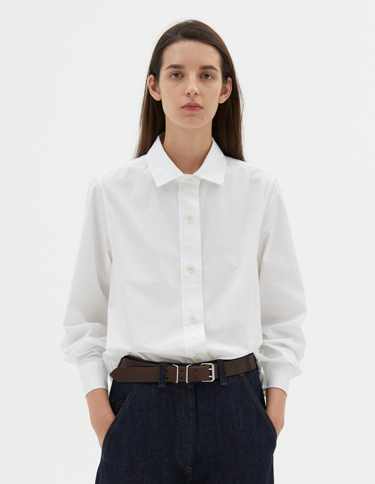 MHL. SIMPLE SHIRT | COMPACT COTTON POPLIN | WHITE