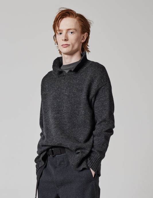 MHL. CHUNKY COLLARED SWEATER | BRITISH WOOL
 | CHARCOAL